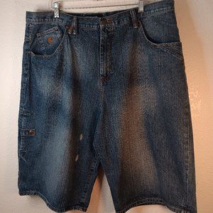 Vintage Rocawear Denim Shorts Distressed Baggy Y2K Blue 42